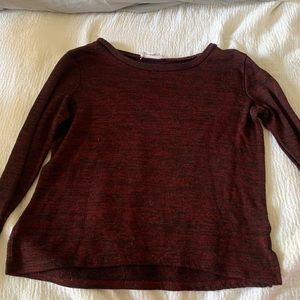 burgundy, black, purple long sleeve/sweater
